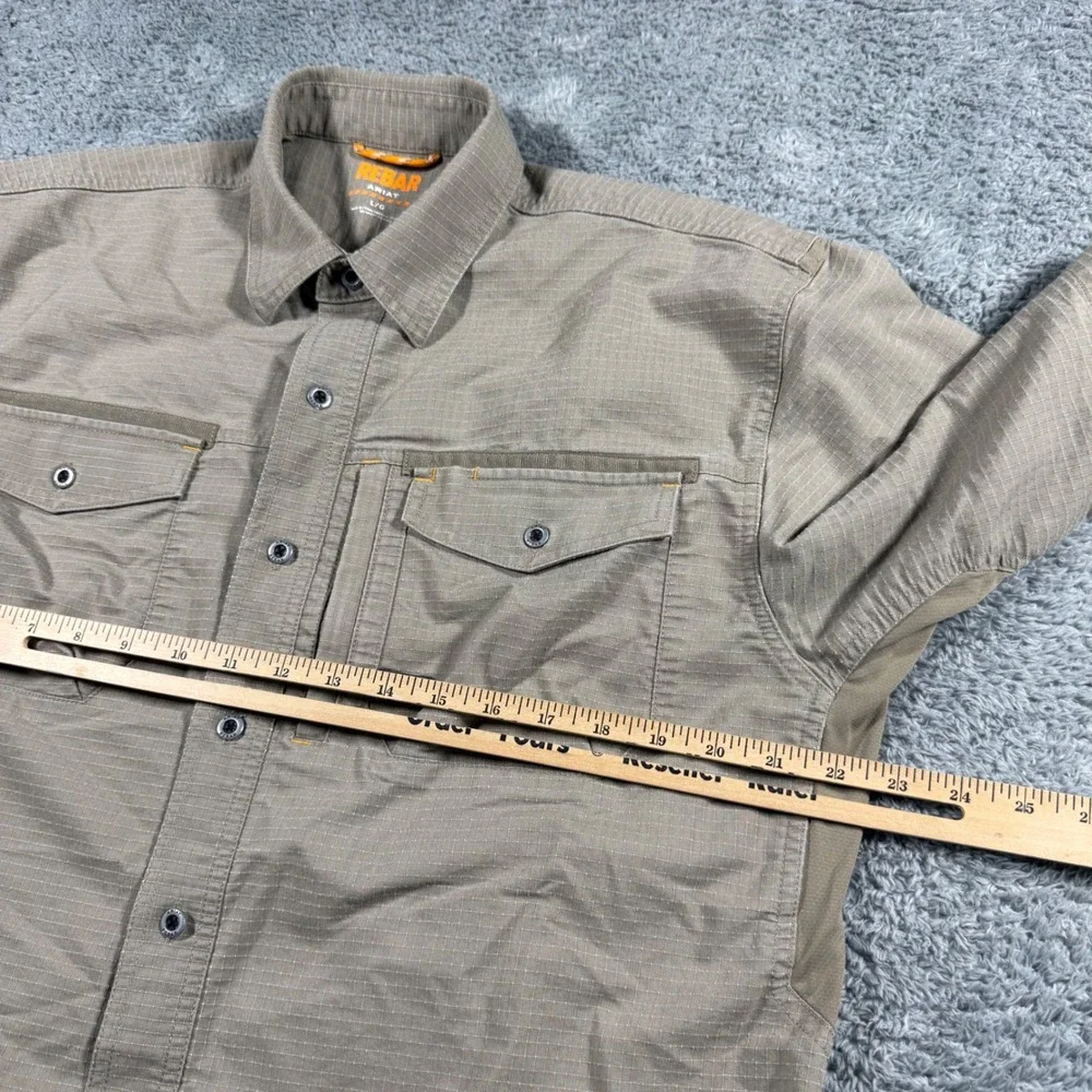 Ariat Rebar Workwear Ripstop Button Shirt Chest Pockets Thick Zip Pocket Size‎ L - Picture 7 of 7